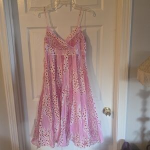 Diane Von Furstenberg Pink and Red Printed Sundress